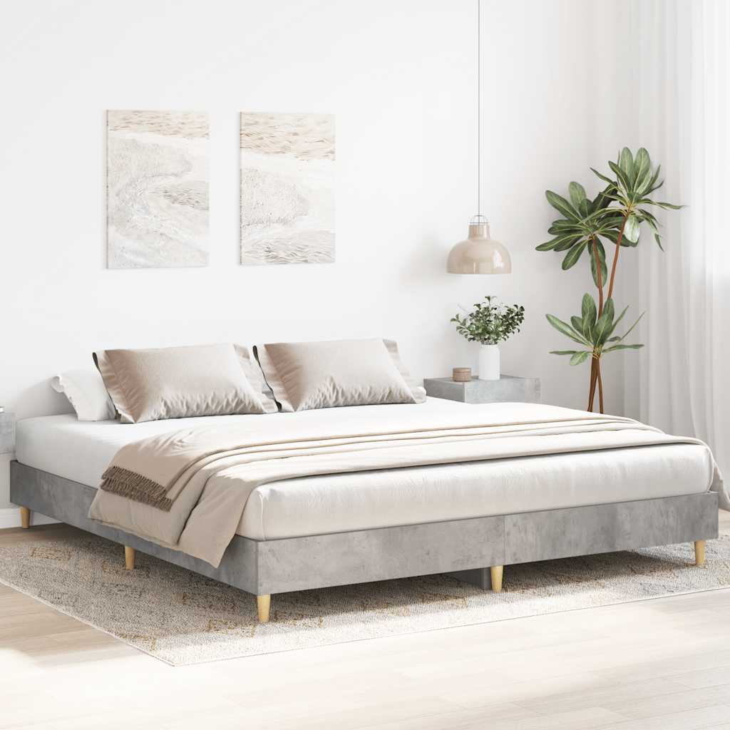 vidaXL Sängynrunko ilman patjaa betonin harmaa 160x200 cm tekninen puu