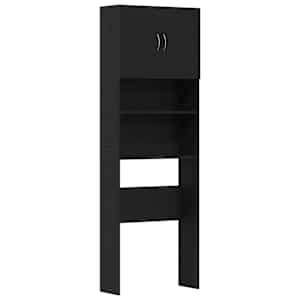 vidaXL pesumasina kapp, must tamm, 64x24x190 cm, t&ouml;&ouml;deldud puit