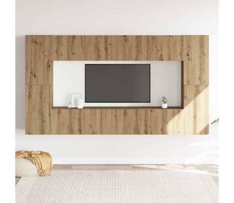 vidaXL 8-dijelni zidni TV ormarić Artisan hrast izrađen od drveta