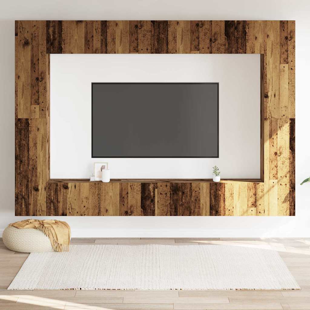 Thumbnail - vidaXL 8-tlg. TV-Schrank-Set Wandmontage Altholz-Optik Holzwerkstoff