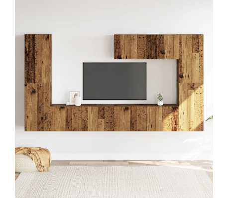 vidaXL Wall Mounted TV cabinets 7 pcs Old Wood Engineered Wood