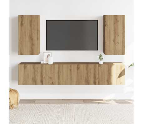 vidaXL Wall Mounted TV cabinets 4 pcs Artisan Oak Engineered Wood