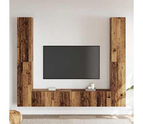 vidaXL arm&aacute;rios de TV montados na parede 6 pcs madeira velha