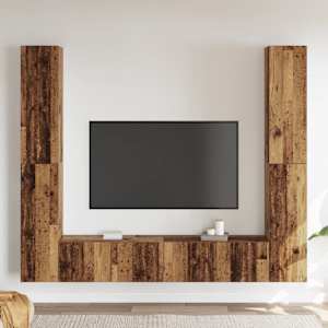 Nástěnné TV skříňky 6 ks Old Wood kompozitní - obrázek 3