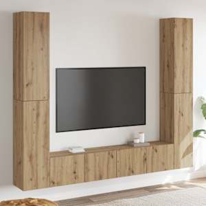 Set 6 kosov stenske TV omarice Artisan Oak Engineered Wood