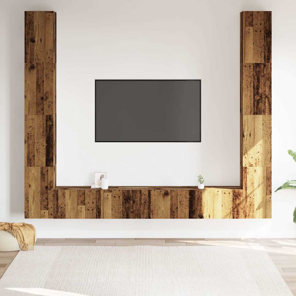 vidaXL Tv-wandkasten 6 st bewerkt hout oud houtkleurig afbeelding