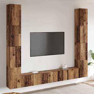 Nástěnné TV skříňky 6 ks Old Wood kompozitní - obrázek 1