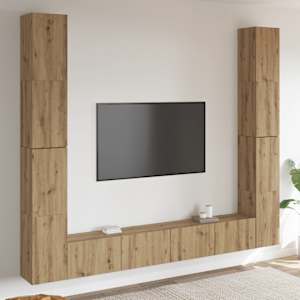 Set 6 kosov stenske TV omarice Artisan Oak Engineered Wood
