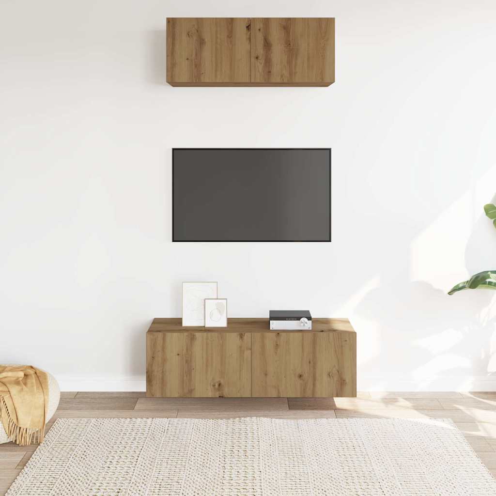 vidaXL 2-delig Tv-meubelset wandmontage bewerkt hout artisanaal eiken