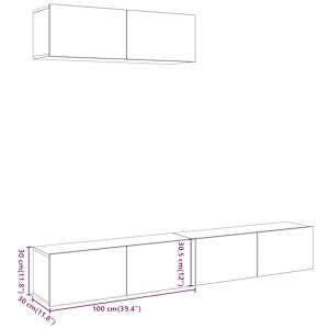 Nástěnné TV skříňky 4 ks starého dřeva 100x30x30 cm kompozit - obrázek 7