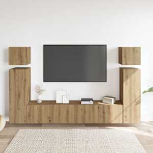 vidaXL Set dulap TV 8 piese montat pe perete Stejar artizanal