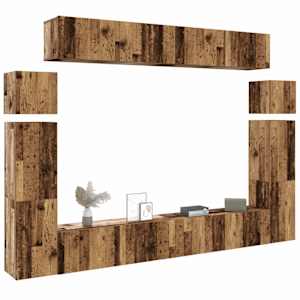 TV omara 8-delna stenski stari lesni inženirski les