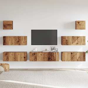 vidaXL Ensemble de meuble TV mural 7 pcs vieux bois bois d'ing&eacute;nierie