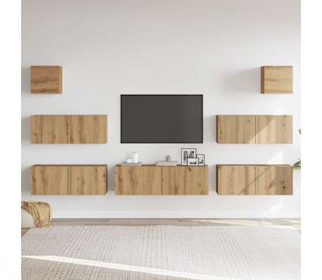 vidaXL Set dulap TV 7 piese montat pe perete Stejar artizanal