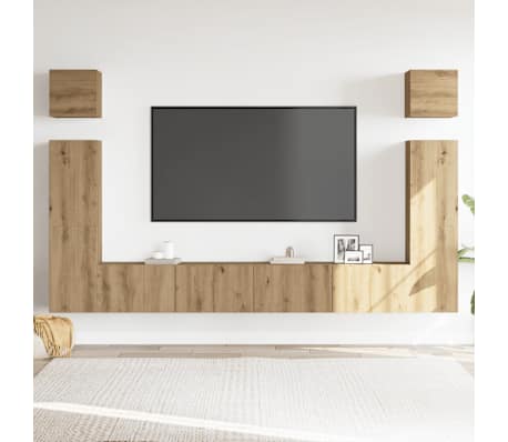 vidaXL Ensemble de meuble TV mural 6 pcs ch&ecirc;ne artisanal