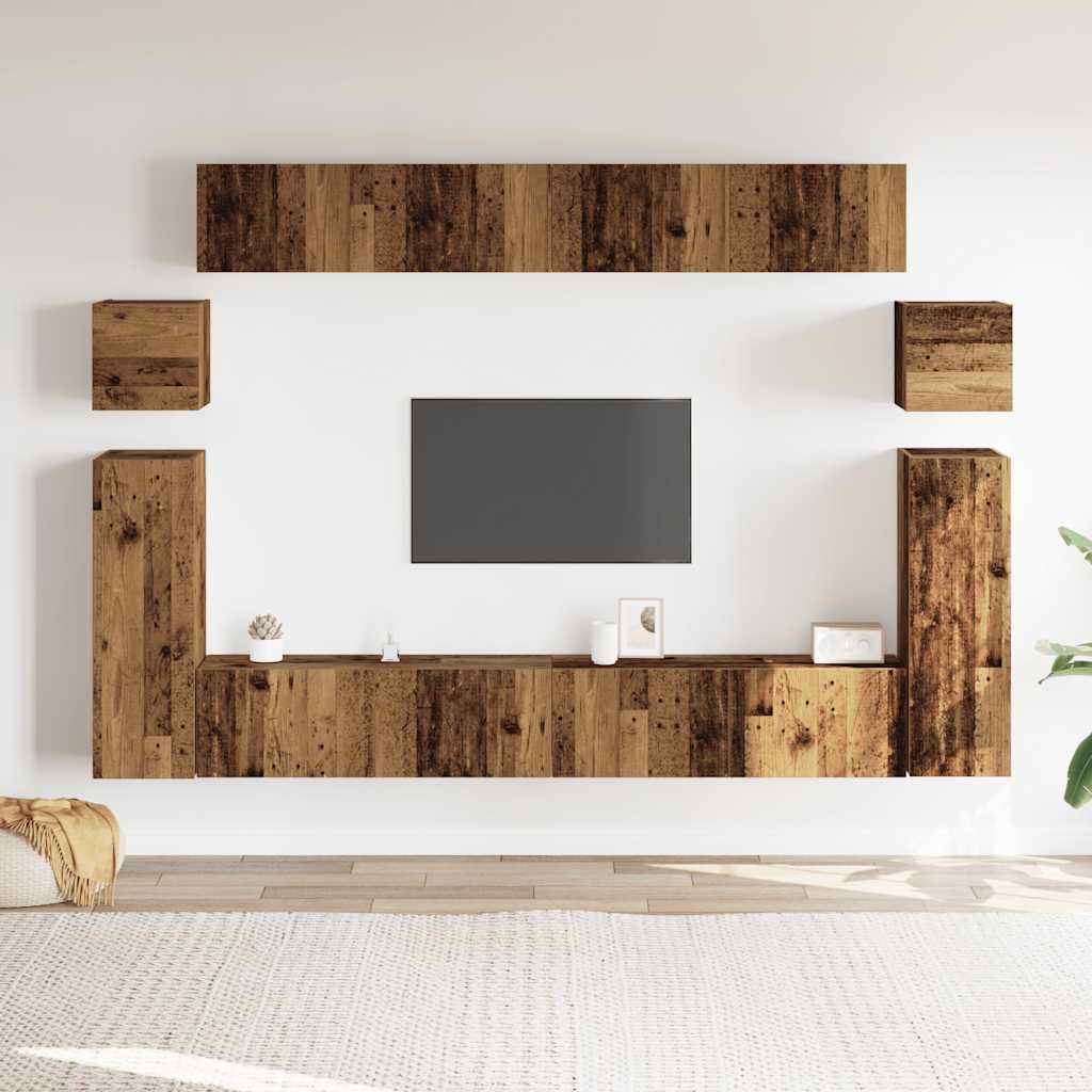 vidaXL Set dulap TV 8 piese montat pe perete lemn vechi lemn prelucrat