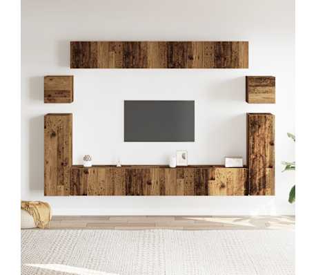 vidaXL Conjunto de arm&aacute;rio TV 8 pe&ccedil;as montado na parede madeira velha