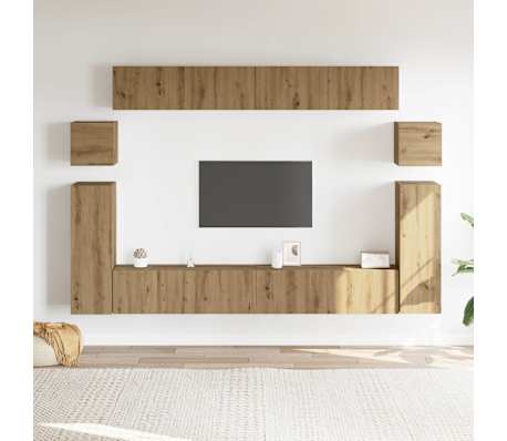 vidaXL Ensemble de meuble TV mural 8 pcs ch&ecirc;ne artisanal