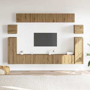 vidaXL Ensemble de meuble TV mural 8 pcs ch&ecirc;ne artisanal