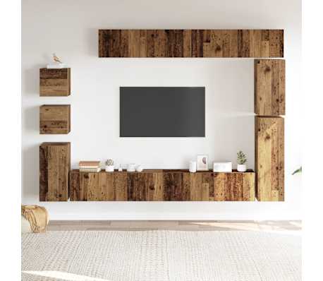 vidaXL Ensemble de meuble TV mural 9 pcs vieux bois bois d'ing&eacute;nierie
