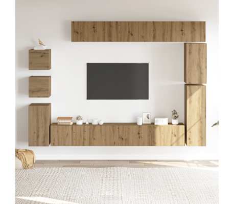 vidaXL 9 Piece TV Cabinet Set Wall-mounted Artisan Oak Engineered Wood