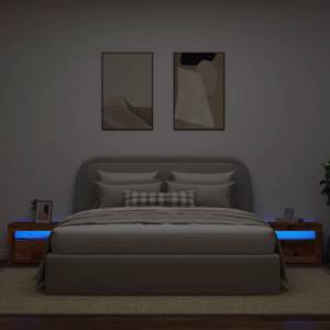 Noční stolky 2 ks s LED osvětlením starého dřeva 60 x 35 x 40cm - obrázek 5