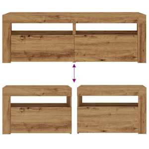 Noční stolky 2 ks s LED osvětlením dub artisan 60 x 35 x 40 cm - obrázek 11