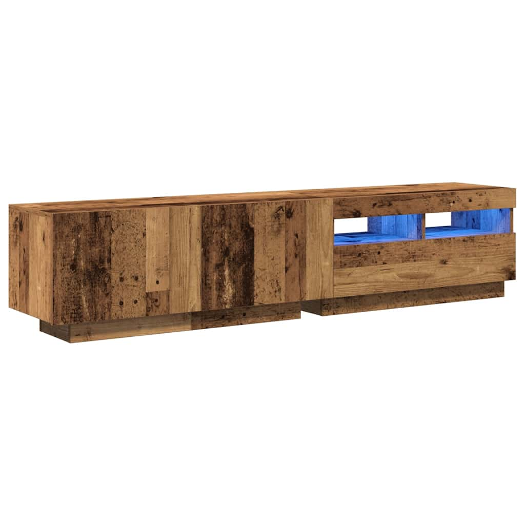 vidaXL Tv-meubel met LED 180x35x40 cm bewerkt hout oud hout