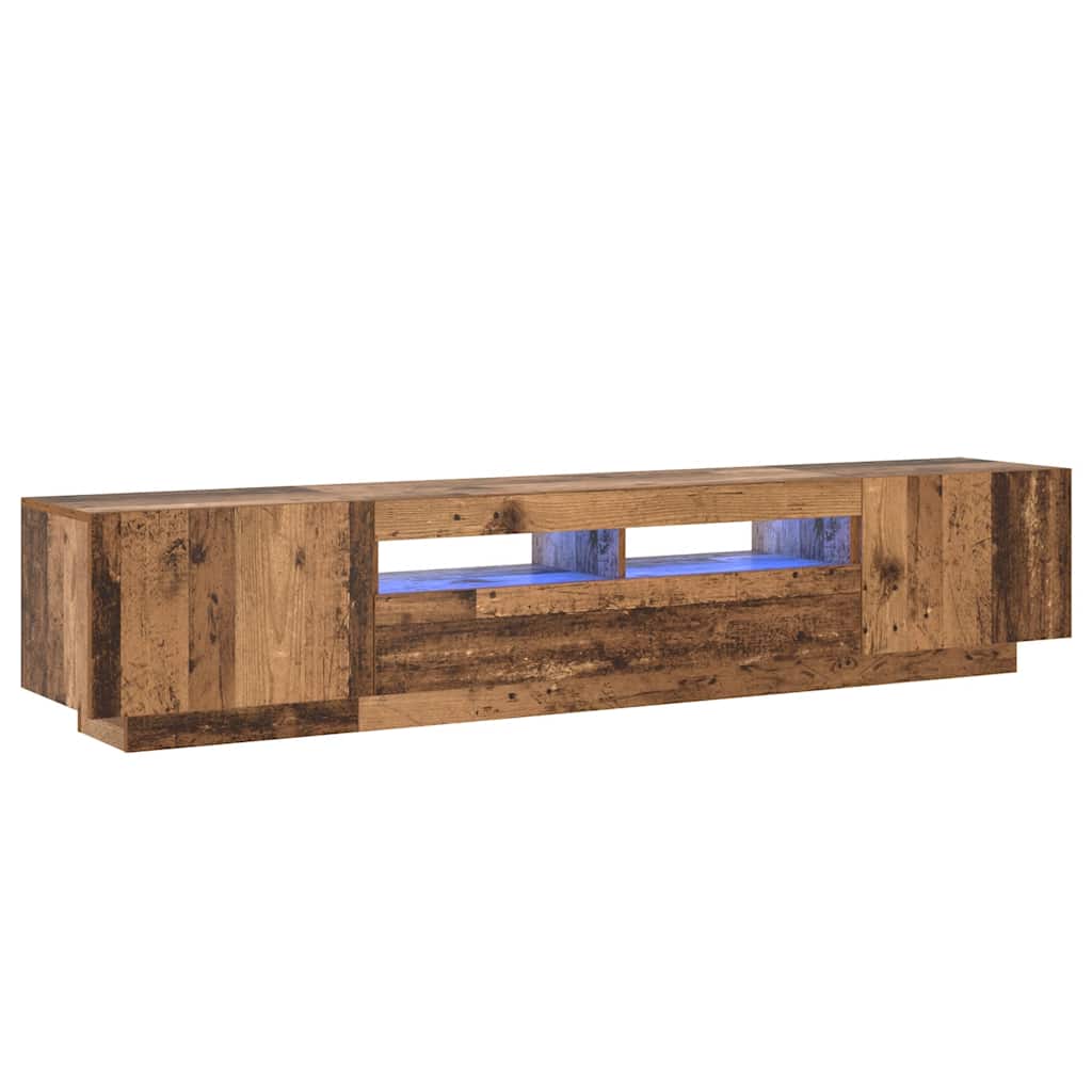 vidaXL TV stolek s LED old wood 200x35x40 cm kompozitní dřevo