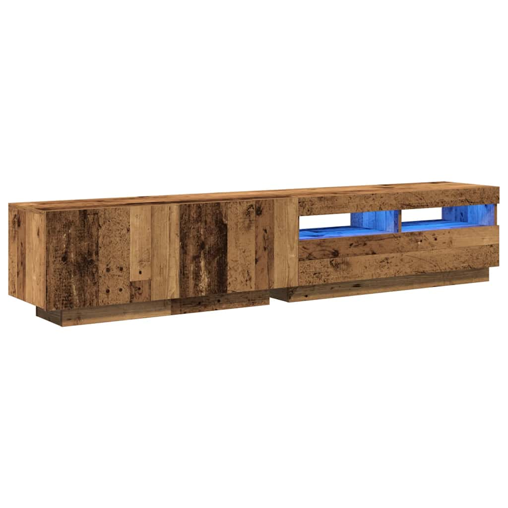 vidaXL Tv-meubel met LED 200x35x40 cm bewerkt hout oud hout