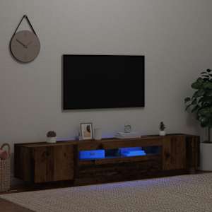 TV stolek s LED old wood 200x35x40 cm kompozitní dřevo - obrázek 3