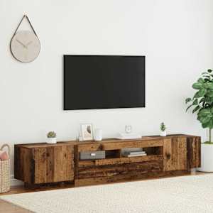 TV omarica z LED starinski les 200x35x40 cm inženirski les