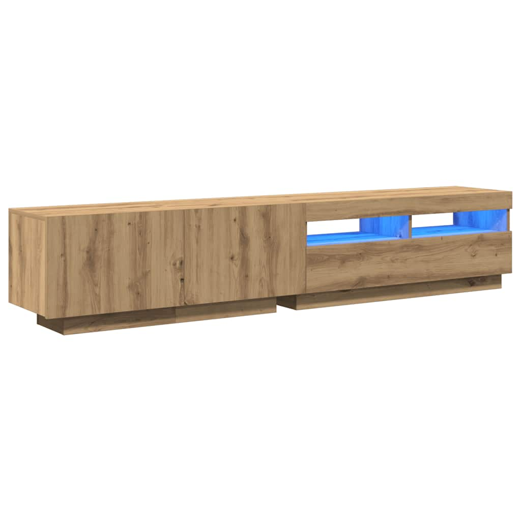 vidaXL Tv-meubel met LED 200x35x40 cm bewerkt hout artisanaal eiken