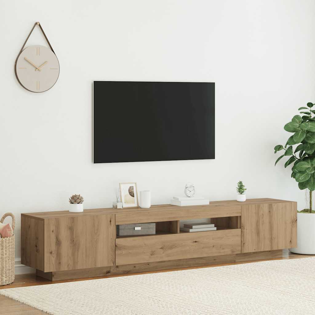vidaXL TV-kaappi LED-valoilla käsityöläinen tammi 200x35x40 cm