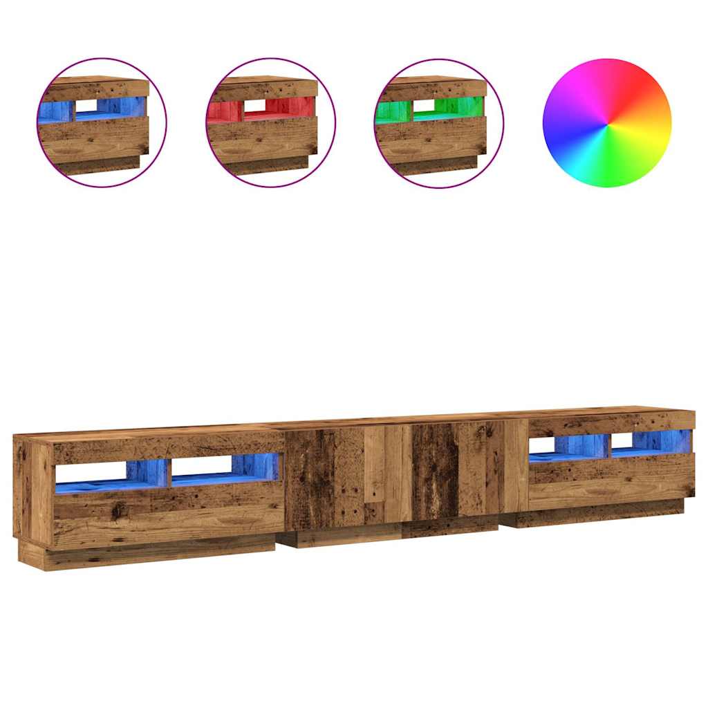 vidaXL TV stolek s LED old wood 260x35x40 cm kompozitní dřevo