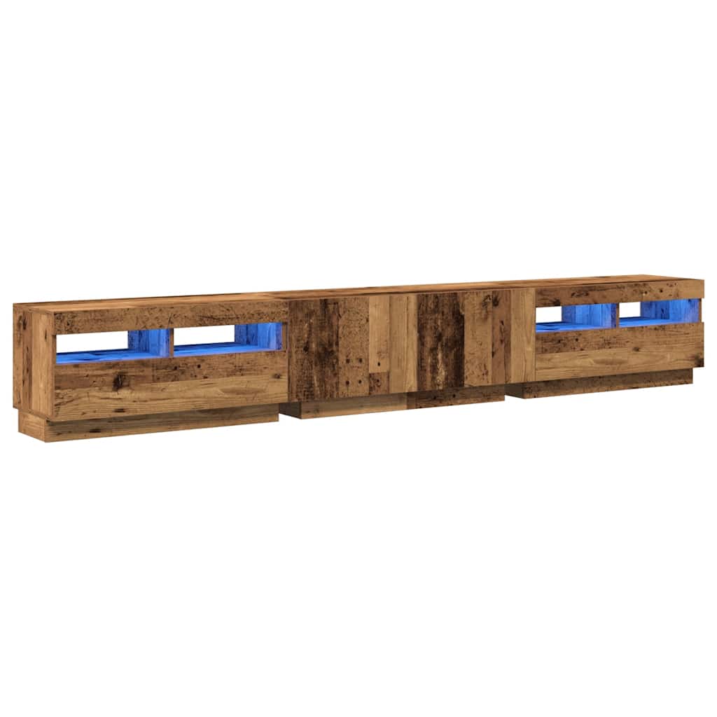 vidaXL antik fa színű szerelt fa TV-szekrény LED-ekkel 260x35x40 cm