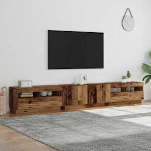 TV stolek s LED old wood 260x35x40 cm kompozitní dřevo - obrázek 4