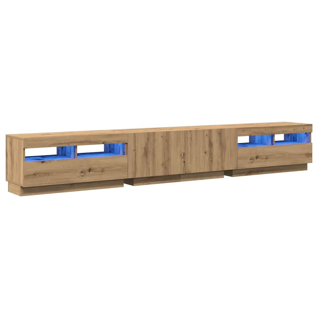 vidaXL Tv-meubel met LED 260x35x40 cm bewerkt hout artisanaal eiken