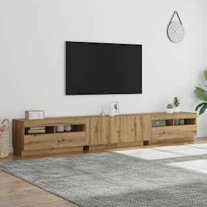 TV stolek s LED dub artisan 260x35x40 cm kompozitní dřevo - obrázek 4