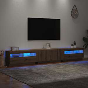 TV stolek s LED dub artisan 260x35x40 cm kompozitní dřevo - obrázek 5