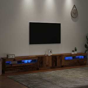 TV stolek s LED old wood 300x35x40 cm kompozitní dřevo - obrázek 5