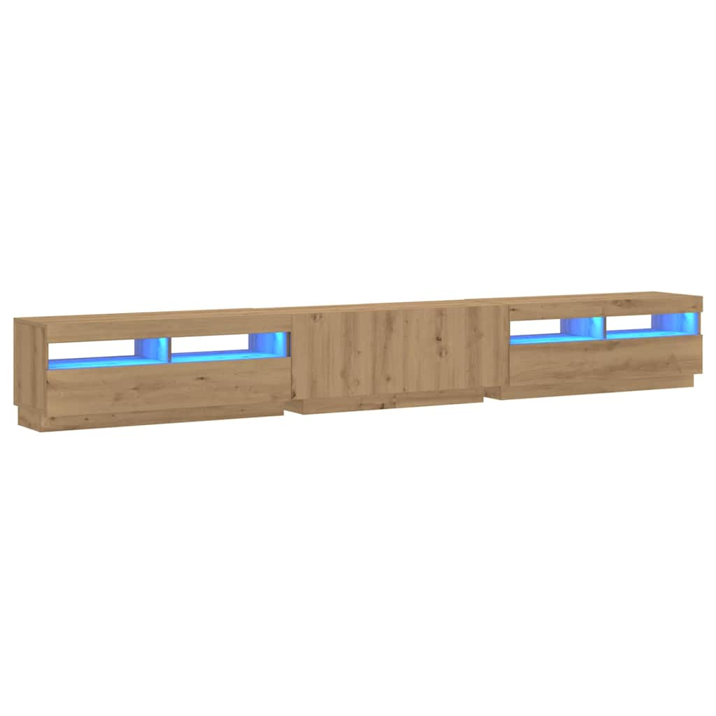 vidaXL Tv-meubel met LED 300x35x40 cm bewerkt hout artisanaal eiken