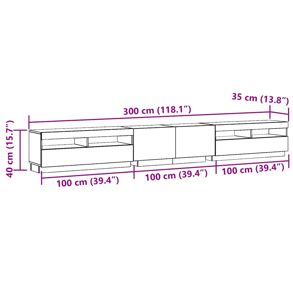 TV stolek s LED dub artisan 300x35x40 cm kompozitní dřevo - obrázek 14