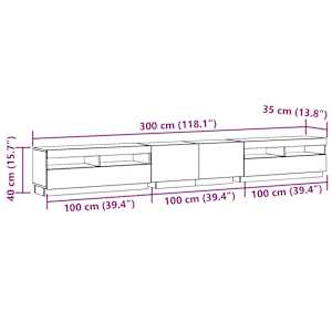 TV stolek s LED dub artisan 300x35x40 cm kompozitní dřevo - obrázek 14