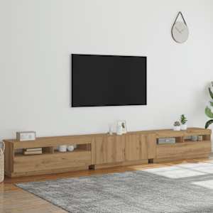 TV stolek s LED dub artisan 300x35x40 cm kompozitní dřevo - obrázek 4