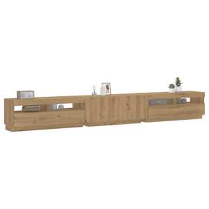 TV stolek s LED dub artisan 300x35x40 cm kompozitní dřevo - obrázek 1