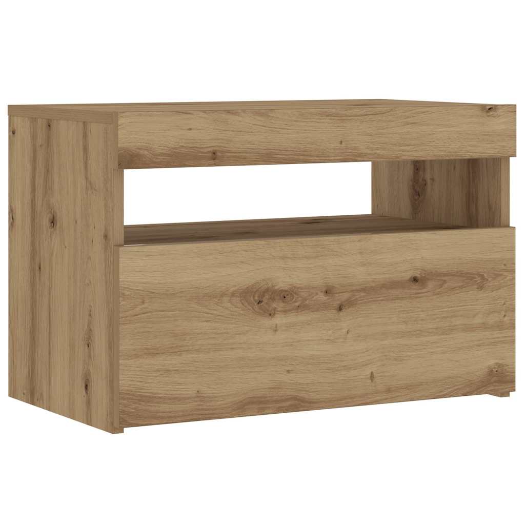 vidaXL Noční stolek s LED dub artisan 60 x 35 x 40 cm kompozitní dřevo
