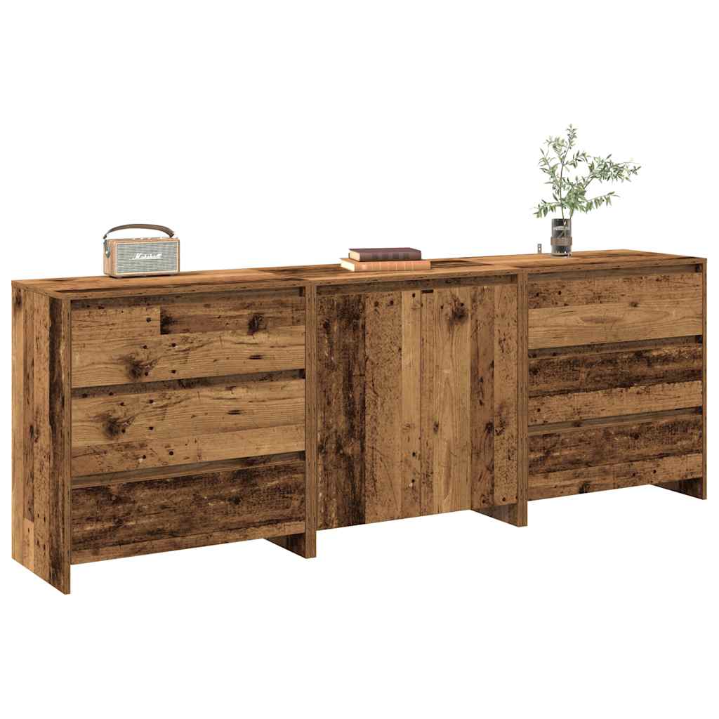 vidaXL 3-tlg. Sideboard Altholz-Optik Holzwerkstoff