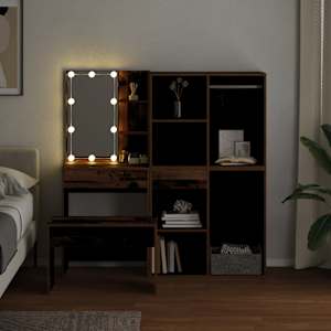 Set toaletního stolku s LED staré dřevo kompozitní dřevo - obrázek 4