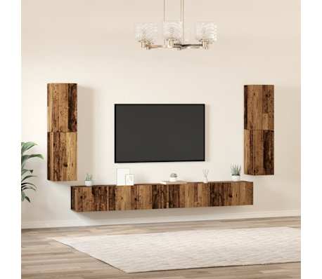 vidaXL TV omara 5-delna stenski stari lesni inženirski les